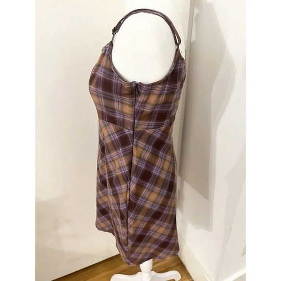 SIZE‎ M Urban Outfitters KEYA Plaid Purple Yellow Hook & Eye Mini Dress - Picture 6 of 10